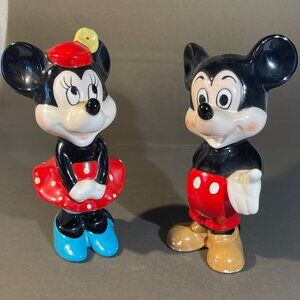 Vtg.1970's Walt Disney Mickey & Minnie Mouse 6" Ceramic Figurines (NOTE) (407)